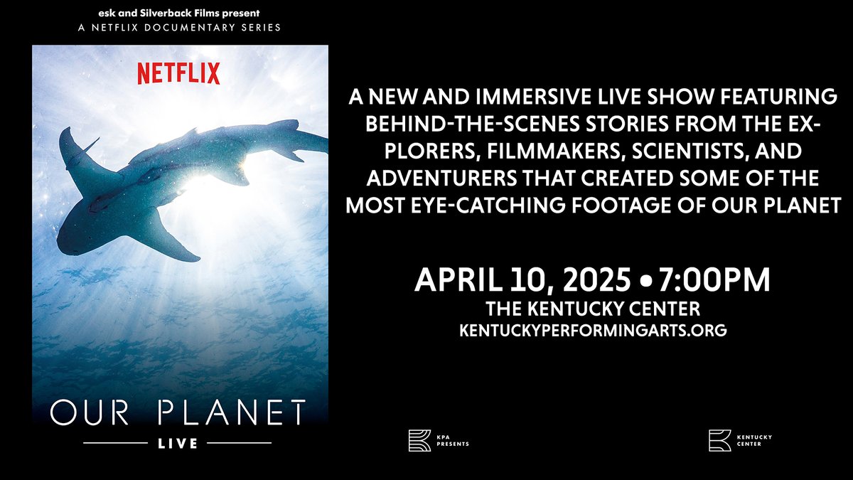 Get ready for a new and immersive live show, featuring behind-the-scenes stories from the explorers, filmmakers, scientists, and adventurers that created some of the most eye catching footage of @ourplanet. See it LIVE at @KyCtrArts April 10, 2025! 🎟: bit.ly/KPAOurPlanetLi…