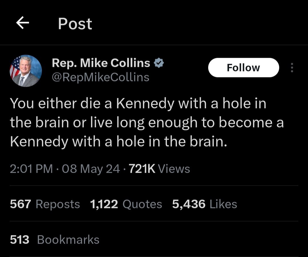 This isn't the way @RepMikeCollins. Very foolish and stupid!