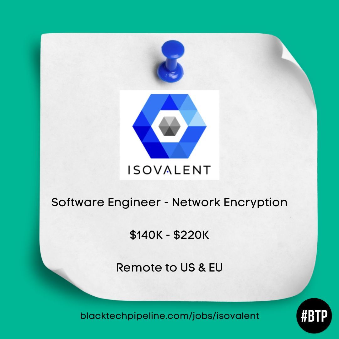 US & EU job seekers 💰

Isovalent is hiring a remote Software Engineer with a focus on network encryption! Join Isovalent in building open source software by clicking below🔗

#BlackTechTwitter #TechIsHiring #techjobs #remotejobs

isovalent.com/careers/softwa…