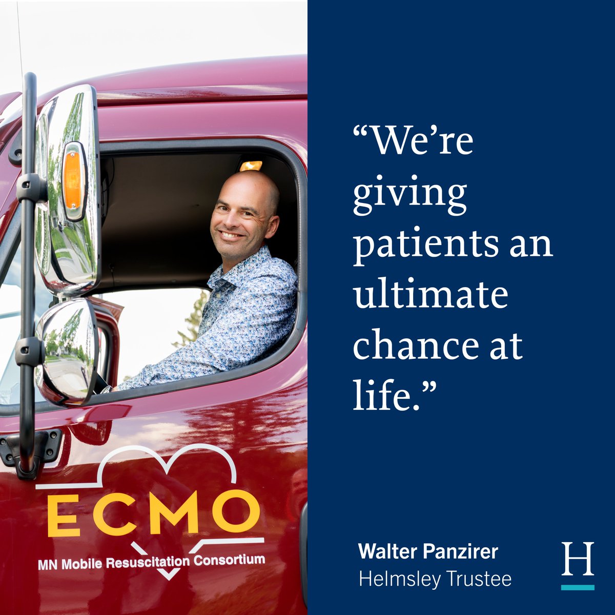 Our ECMO initiative began when Helmsley Trustee Walter Panzirer met with Dr. Demetris Yannopoulos, the visionary behind the first #ECPR program in the United States, bringing #ECMO to cardiac arrest patients. Since then, we've expanded our ECMO support to organizations in Montana…