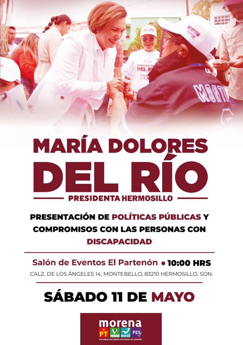 Habrá muchas propuestas muy buenas para apoyar a personas con discapacidad. 
Es muy importante su asistencia. 
Nos vemos el sábado a las 10:00am con nuestra futura Alcaldesa <a href="/MaDoloresRio/">María Dolores Del Río</a>. 🤟🏽