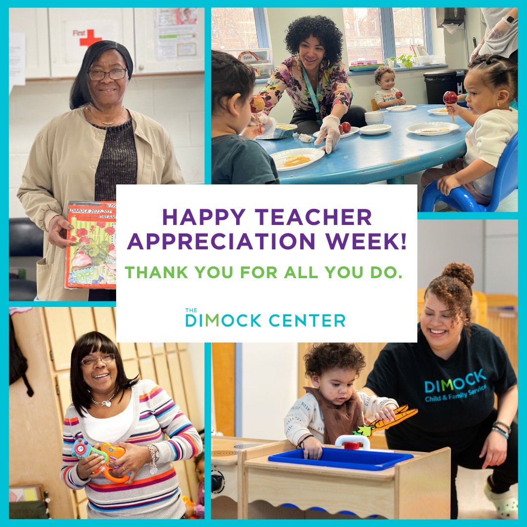 Happy Teacher Appreciation Week! We are so excited to recognize the Dimock Early Education teachers who help inspire and give little ones in our care a healthy foundation to learn and grow. 🍎📝💛 Thank you, teachers, for all you do for our community. #TeacherAppreciationWeek