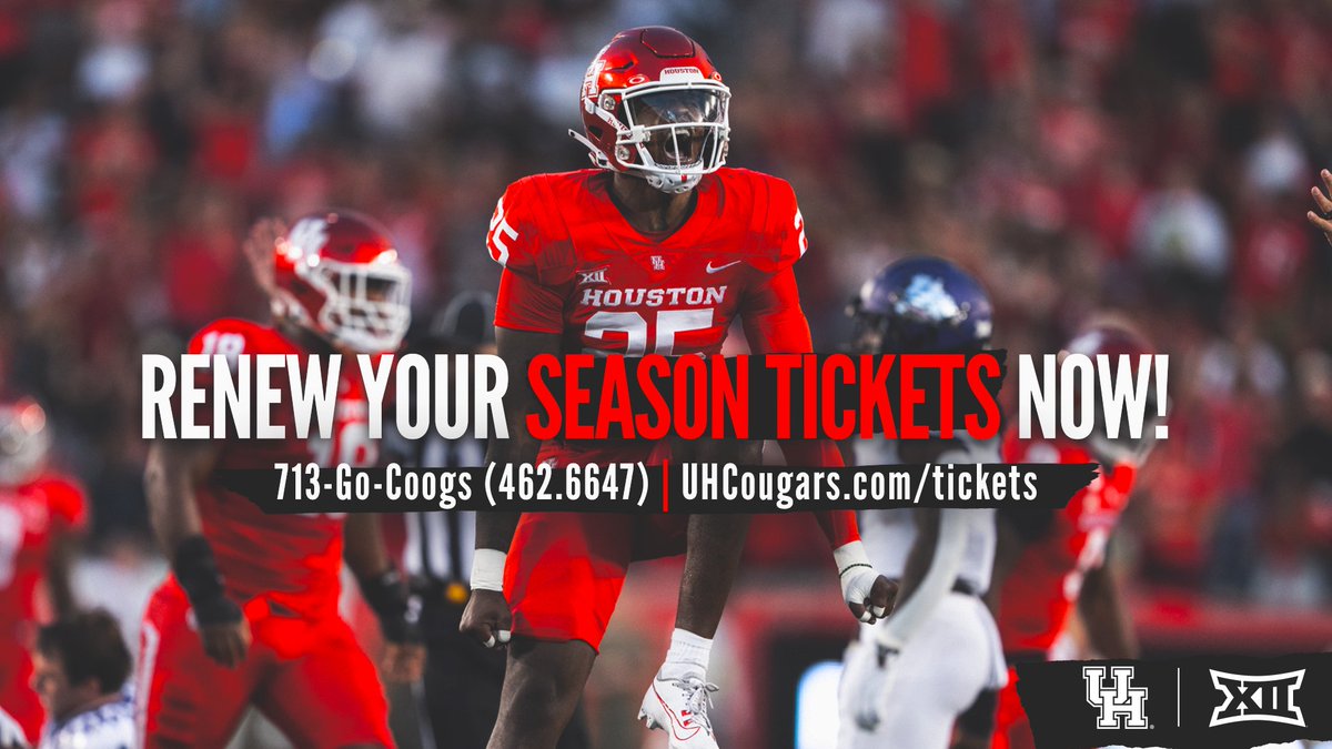 It's almost deadline time! Renew your @UHCougarFB season tickets before Friday to secure your spot in TDECU Stadium all season long 🏈 🖥️: bit.ly/4abUl0Z 📞: 713-462-6647