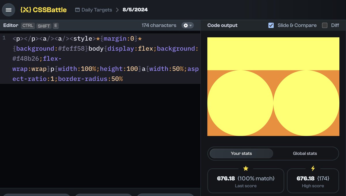 bitbrain's tweet image. New high-score! #CSSBattle @css_battle