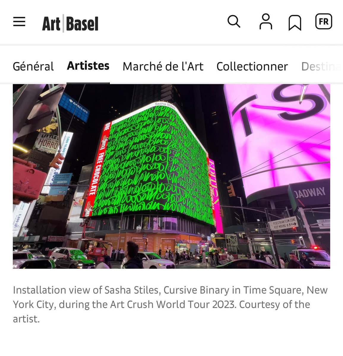 🙏🏼 Honored to be mentionned in an Article published frong page of @ArtBasel thanks to the kind attention and gratitude of @sashastiles 💫🙏🏼