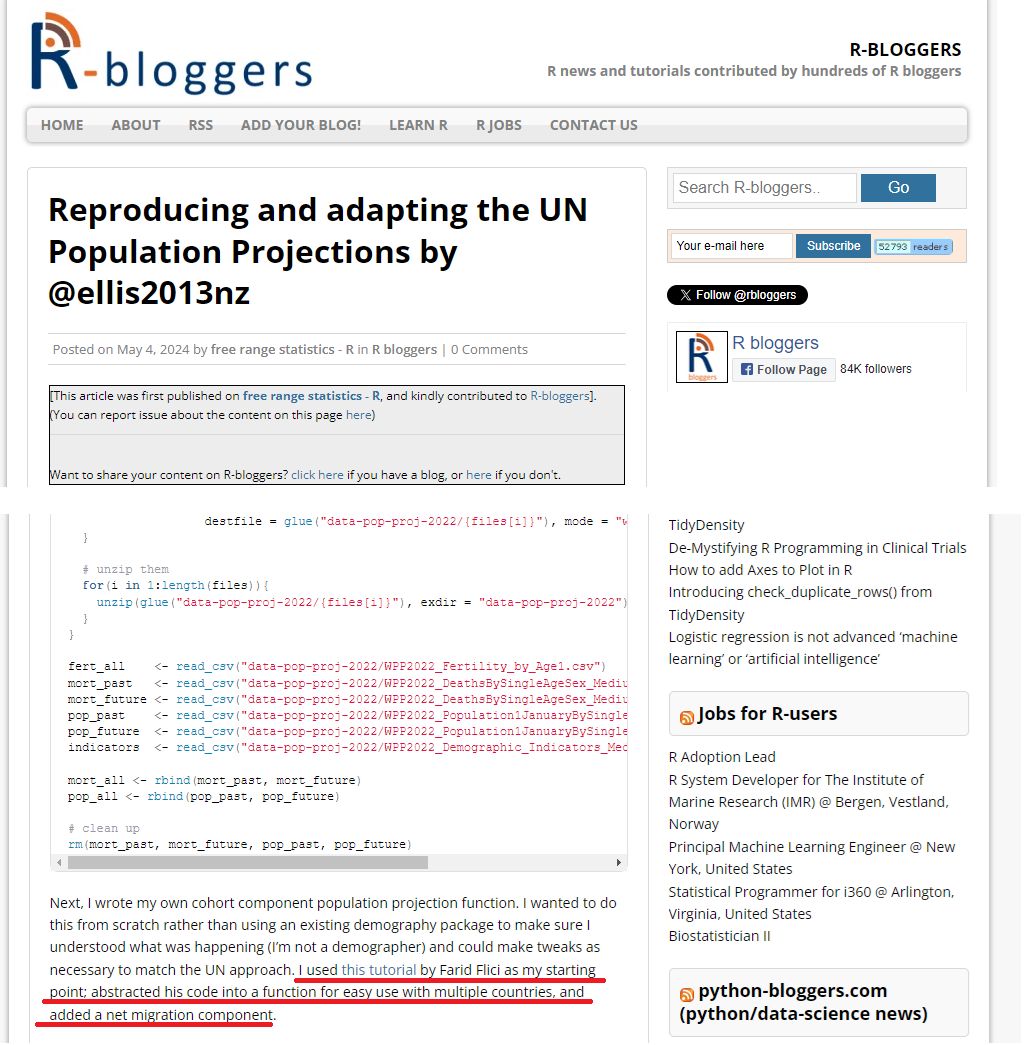 It's always good to learn that your simple population projection R-tutorial is being utilized to create more sophisticated projection tools. 
farid-flici.github.io/tuto.html
#R #PopulationProjections #Demography