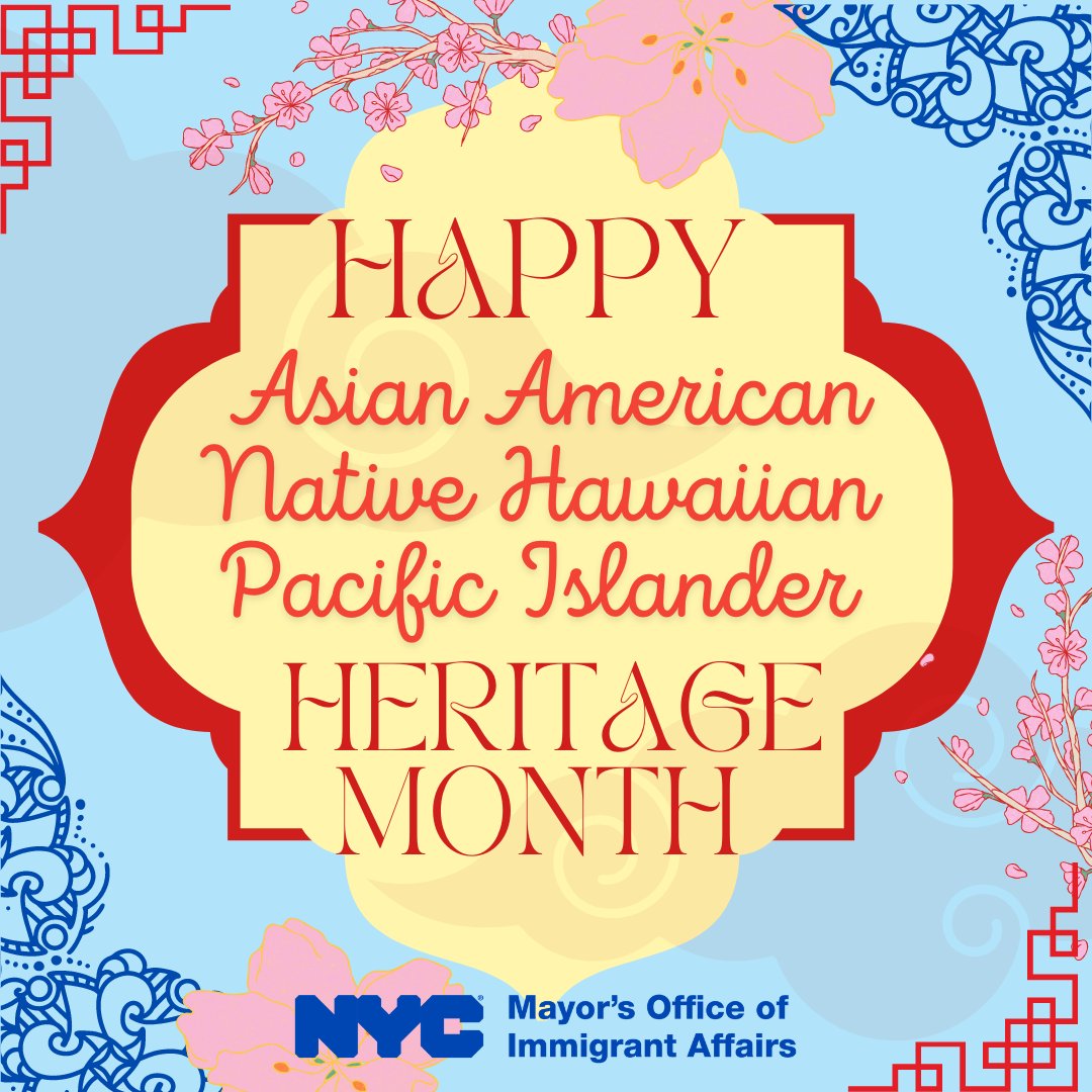 🩷Happy #AANHPIHeritageMonth! AANHPI immigrants are one of the most diverse & fastest-growing groups in NYC. AANHPI New Yorkers represent over 30 different ethnic groups & speak 50+ languages. In May, we celebrate how AANHPI individuals have left lasting marks on American history