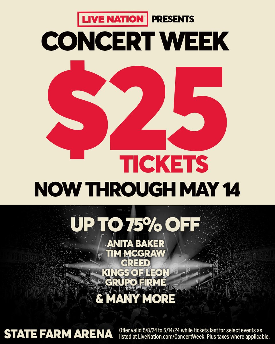 Live Nation’s Concert Week is Here!🎤 Now until May 14, get $25 tickets to select shows happening throughout the year!
