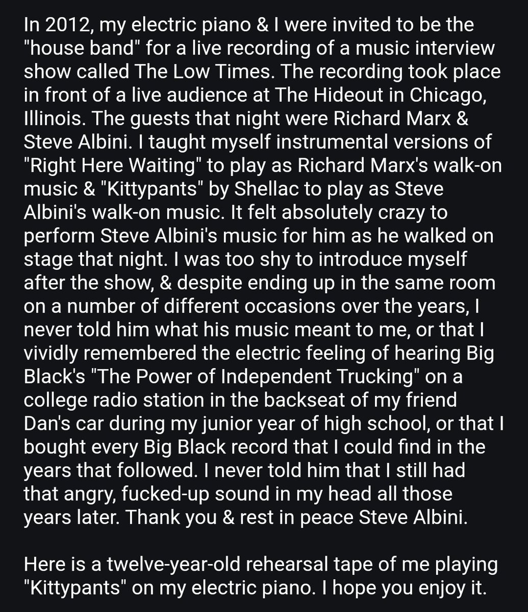 Thank you & rest in peace Steve Albini soundcloud.com/advance-base/k…
