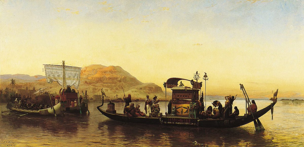 #HistoryofPainting Frederick Arthur Bridgman (November 10, 1847 – January 13, 1928) was an American artist known for his paintings of 'Orientalist' subjects. #TheFreeExhibition 'Funeral of a Mummy on the Nile.', circa 1877 Collection Speed Art Museum