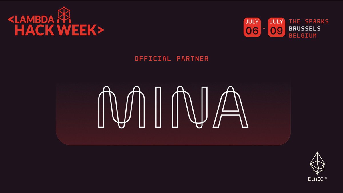 🎉 Excited to welcome @MinaProtocol to Lambda Hack Week! Thrilled to have you as our first announced sponsor. Let's make it a fantastic event! @MinaDevelopers get ready! Don’t forget to register: events.lambdaclass.com/lambdahackweek…