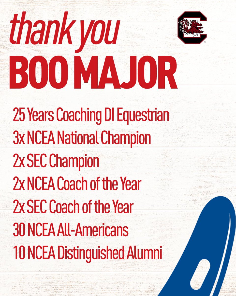 You’ve been a staple of collegiate equestrian, establishing a robust program at your alma mater from the ground up. Your fingerprints are all over the NCEA and will be for years to come! Cheers to an incredible career. We wish you the best. THANK YOU, BOO!🫶👏

#NCAAEquestrian