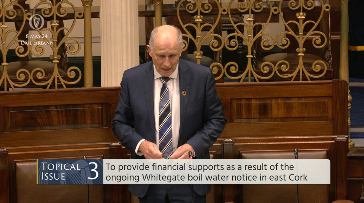 #Dáil Topical Issue 3: Deputy David Stanton @davidstantontd - To the Minister for Housing, Local Government and Heritage - To provide financial supports as a result of the ongoing Whitegate boil water notice in east Cork.
bit.ly/2wRX0Aj #SeeForYourself