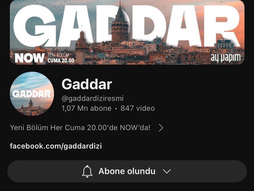 #Gaddar : YouTube abone sayısı 1.7 milyon oldu inşallah bu yükseliş reytingleri de yansıtır 🤲🙏