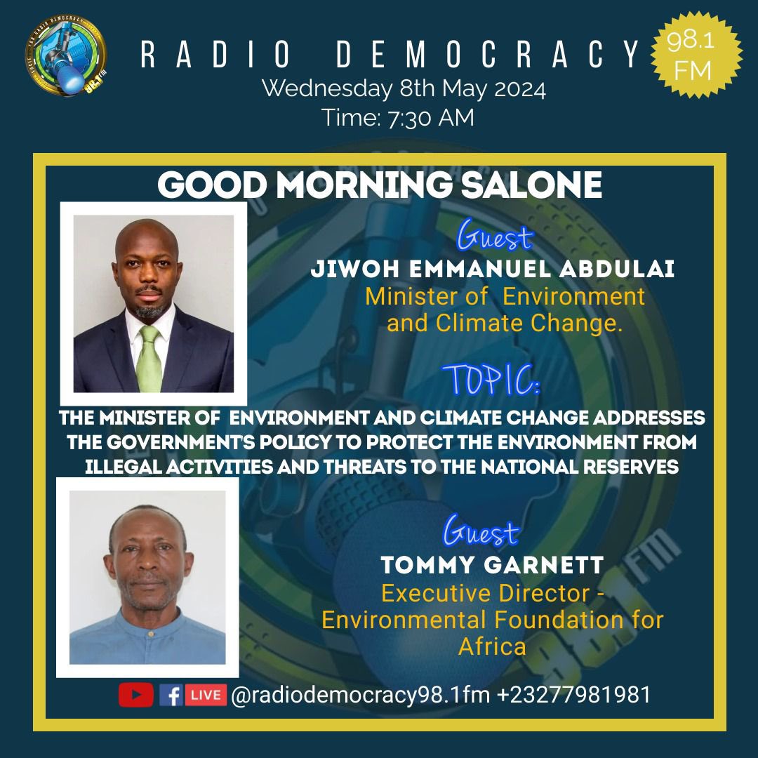 UKinSierraLeone's tweet photo. Great to hear Minister Jiwoh and Tommy Garnett this morning standing up for Salone's nature and environment - Addressing challenges like deforestation and water access is crucial for a sustainable future. 
🌿#Environmentalprotection https://t.co/eNYxyCY8nQ