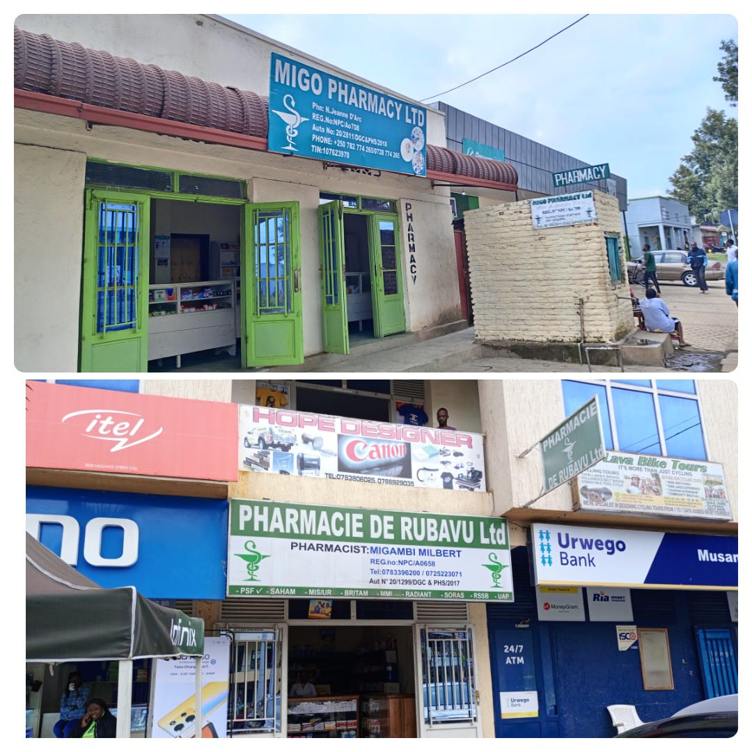 #MusanzeCity: Farumasi 2 nizo ziri ku izamu: - MIGO Pharmacy, iherereye mu Gashangiro, hafi ya Dos d'âne ya 2. Tel: 0782774265 na ya - PHARMACIE DE RUBAVU, isanzwe ikora amasaha 24/24, uretse kuwa Mbere. Iherereye mu Nyubako iteganye na EQUITY BANK. Tel: 0783396200/0725223071.