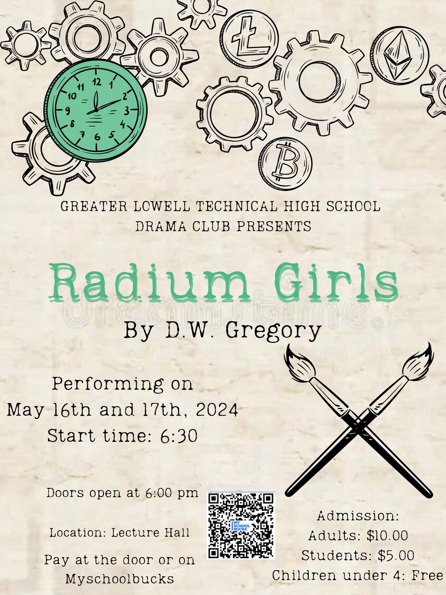 Join the #DramaClub for our 2024 Spring Production of #RadiumGirls on May 16th and 17th! We hope to see you there! #GLTHS Tickets are on sale on MySchoolBucks! - Purchase Tickets Here: bit.ly/GLTHSRadiumGir…