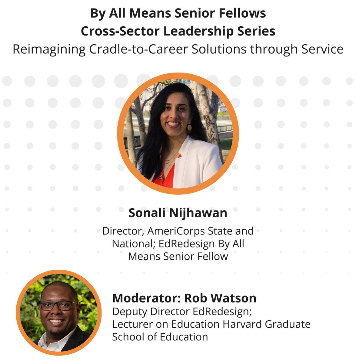 Join us 5/14 @ 3:30pm EST for a discussion w/ @AmeriCorps Sonali Nijhawan on the role of national service as a cross-cutting strategy to advance #cradletocareer #placebased solutions for youth & families: lnkd.in/dzvvKsbi @hgse @Harvard