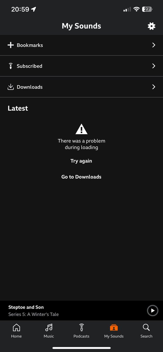 DavidJClaxton's tweet photo. Oh no, @BBCSounds is broken. Not sure what to fall asleep to now 🛌 https://t.co/DZI6OBamrx