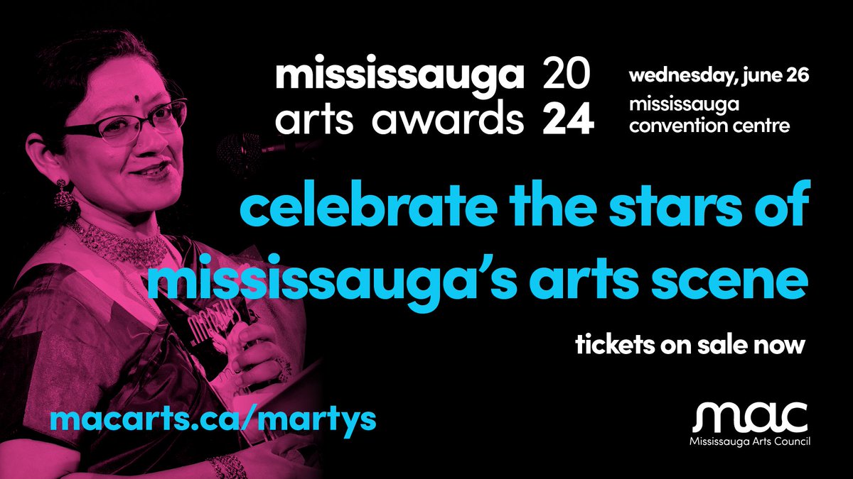Celebrate the stars of Mississauga's arts scene at the 2024 MARTYS! 🌟 Join us at the 29th Annual Mississauga Arts Awards on Wednesday, June 26 at the Mississauga Convention Centre to be a part of recognizing our city's creative excellence!🏆 🎟️ Tickets: ow.ly/2v0i50RzQEW