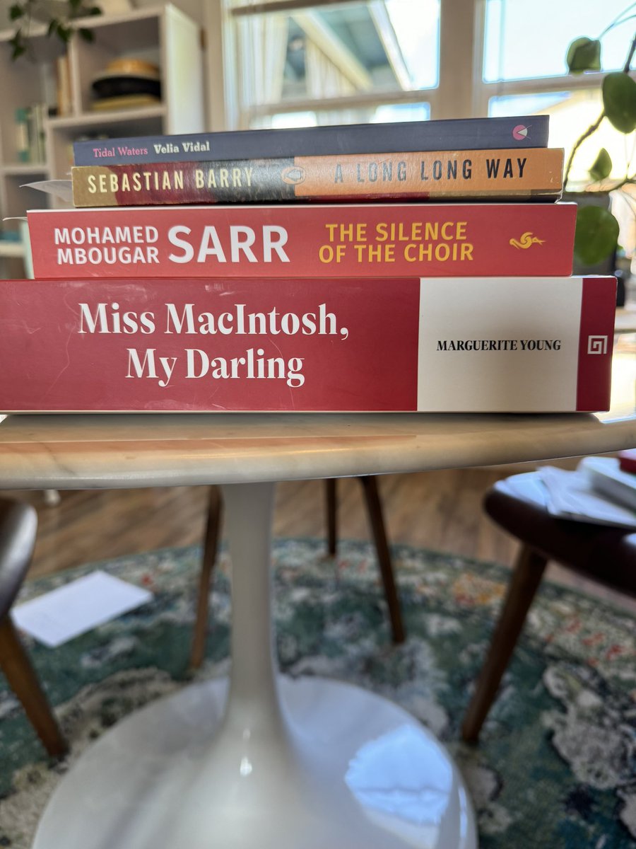Book purchases today. New books from @CharcoPress and @EuropaEditions (I wasn’t even aware of the Sarr, so, Europa, keep me better informed!!). The Barry is a replacement for a lost copy, my favorite of his novels. MM,MD is for a more courageous reader friend 🤣😂🤣