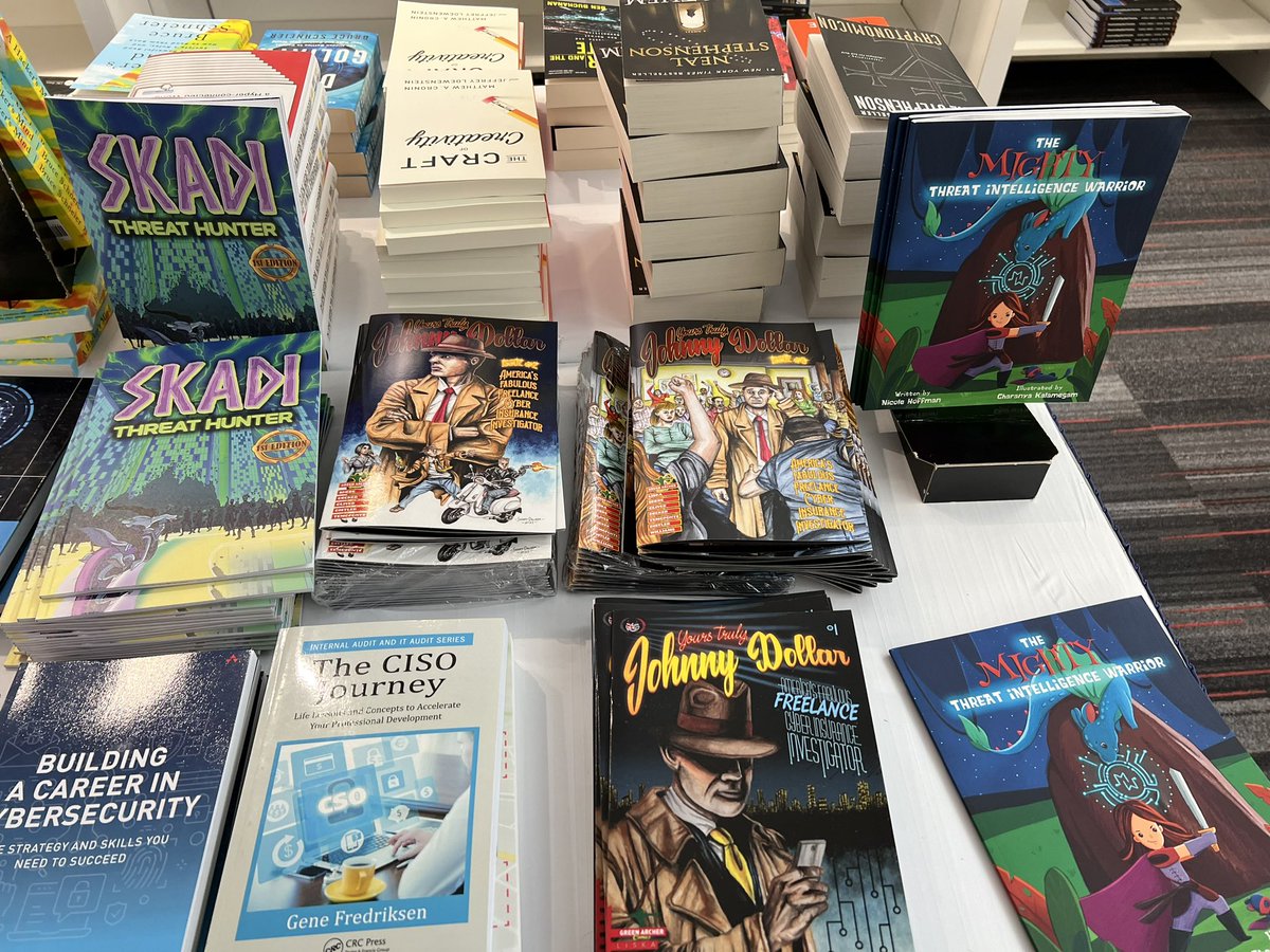 uuallan's tweet image. Stopped by the #RSAC book store to see @threathuntergrl and get my copies of her book signed! Stop by and see her! 

There are still lots of copies Yours Truly, Johnny Dollar left! Pick up a copy, find me and I will sign it for you.