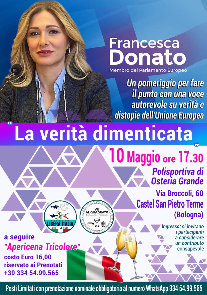 Il 10 maggio alle 17.30 sarò a Castel San Pietro terme, (BO) presso la Polisportiva di Via Broccoli, 60 ospite di un incontro sul tema “Verità e distopie dell’Unione Europea”. Mi farà piacere incontrare tutti coloro che siano interessati a queste tematiche (al di fuori delle…
