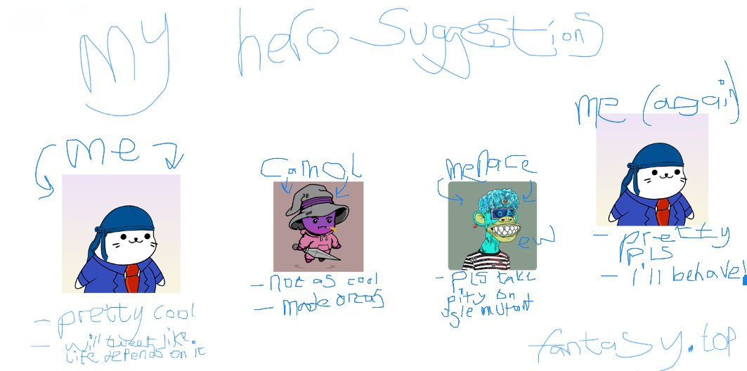 Hi @TravisBickle0x I made this high quality art for some new unbiased hero suggestions! (remember its unbiased)