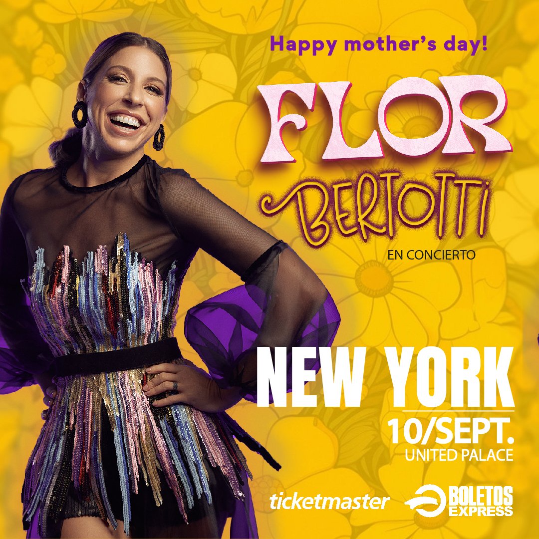 Se acerca el día de la madre y aún no compraste nada? Regala la experiencia de ver a FLOR BERTOTTI en vivo en NEW YORK! 🇺🇸 

📅 Martes 10 de Septiembre, 8PM.
📍 United Palace, New York

🎫 Consigue tus tickets por Boletos Express, Ticketmaster o blueteamshow.com