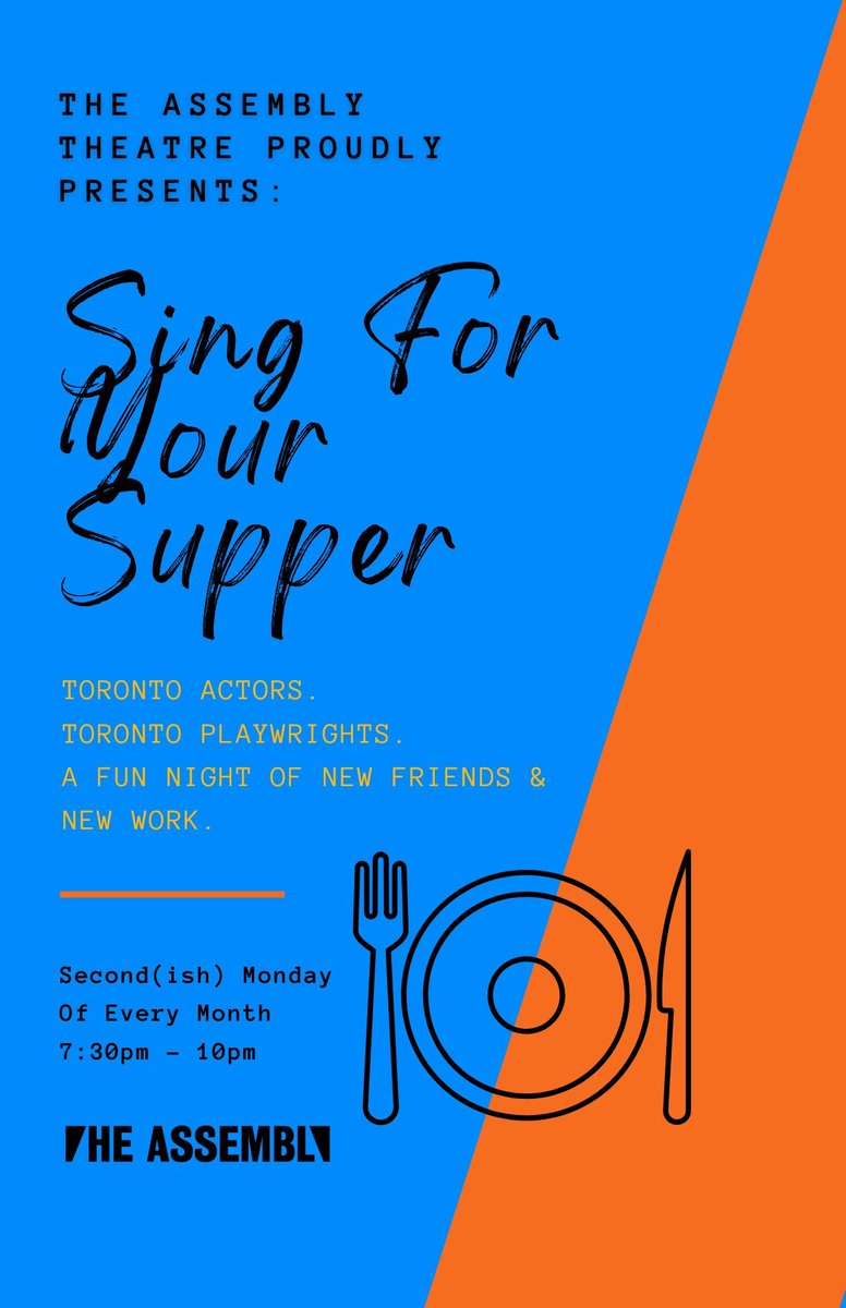 Toronto Indie Theatre's fav event 🔥 SING FOR YOUR SUPPER 🔥 is BACK starting next MON MAY 13 @ The Assembly Theatre! Visit buff.ly/3UMQrHj for more details!

DATE: Mon May 13
TIME: 7:30pm - 10pm(ish)
LOCATION: The Assembly Theatre (1479 Queen Street West)

#TheaTO
#SFYS