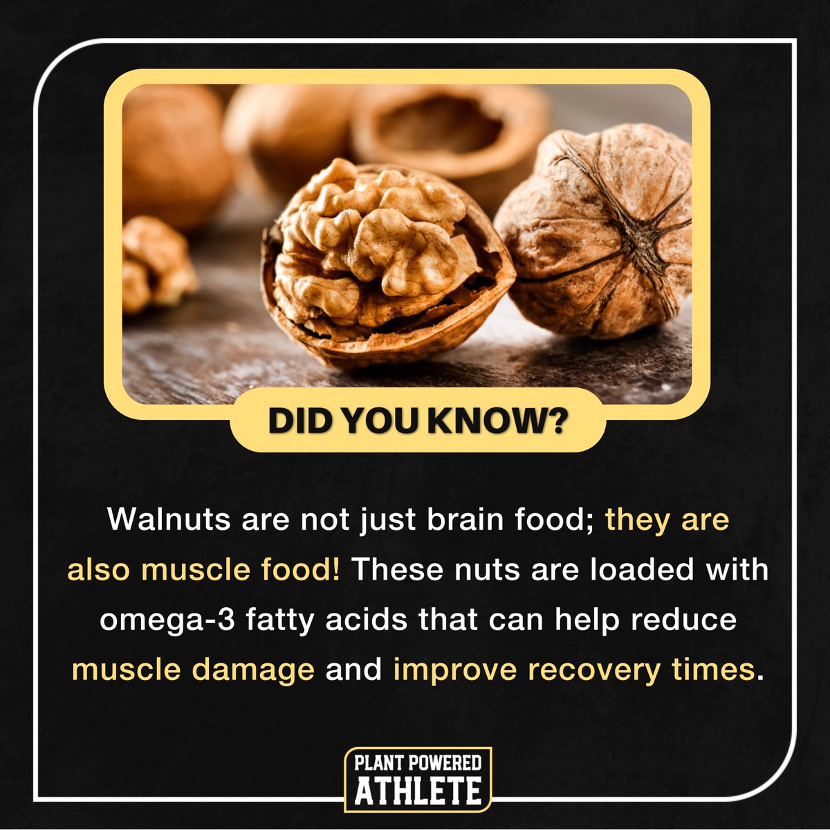 Go nuts for recovery! 🌰💪 

Walnuts pack a punch with omega-3s to mend muscles and speed up recovery.

Snack smart, recover faster, and fuel your athletic journey the plant-powered way.

#plantpoweredathlete #plantbasedprotein #plantbasedcoach #plantpowered #plantbased #plan...