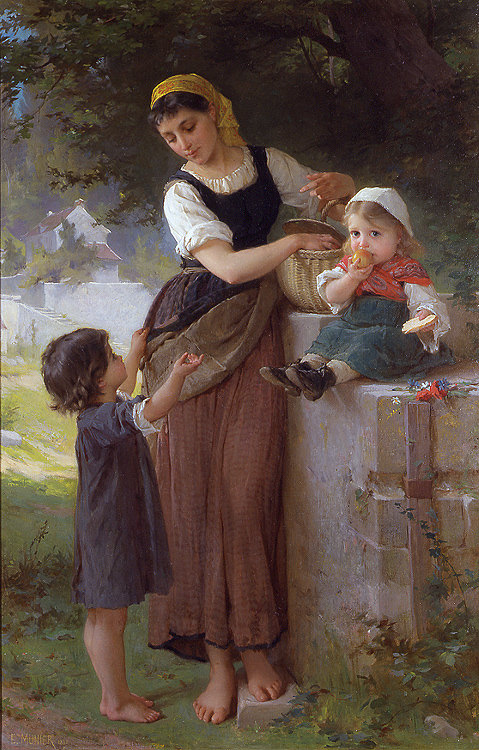EMILE MUNIER Pintor Francés Realismo 1840-1895 '¿Puedo Tener Uno?' - 1880