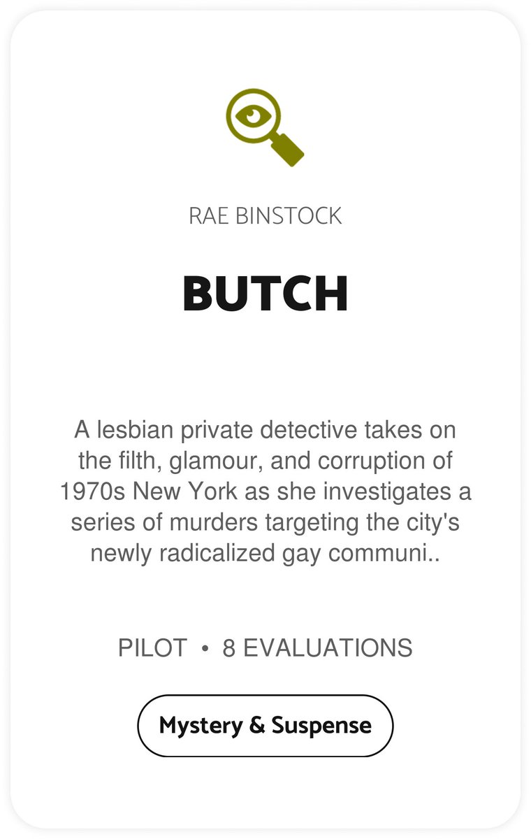 Black List readers enjoyed BUTCH by Rae Binstock. blcklst.com/scripts/151685 #BlackListWeekendRead