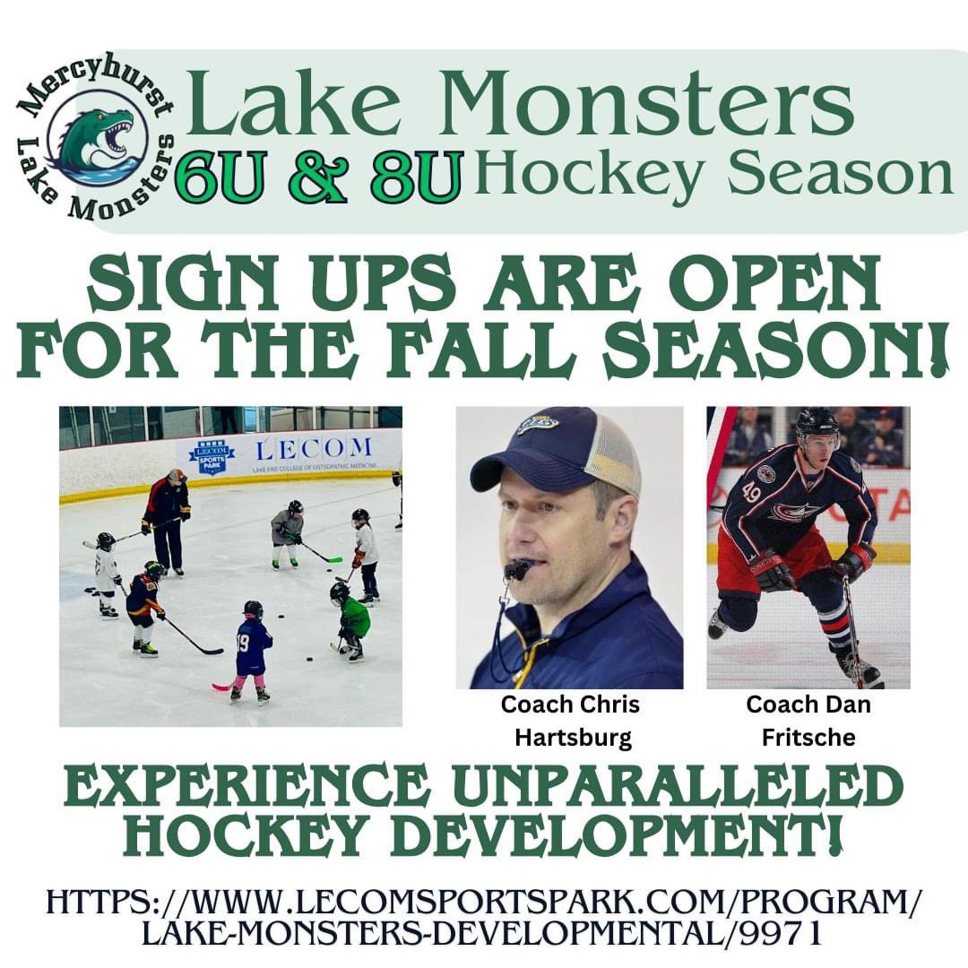 Get ready to ROAR into the thrilling world of hockey with the Mercyhurst Lake Monsters!

Register @ lecomsportspark.com/program/lake-m…

#LESAdifference #FHAhockey #lakemonsters #mercyhurstjrlakers