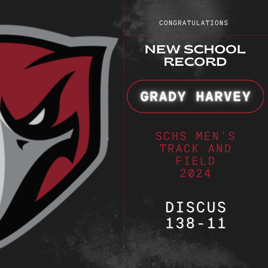 ‼️NEW SCHOOL RECORD‼️ Grady Harvey has broken the Discus record with a throw of 138-11! Big time!! So proud of you! Congrats! @CreekAthletics1 @SCHSDavenport @SCHS_CoachJ