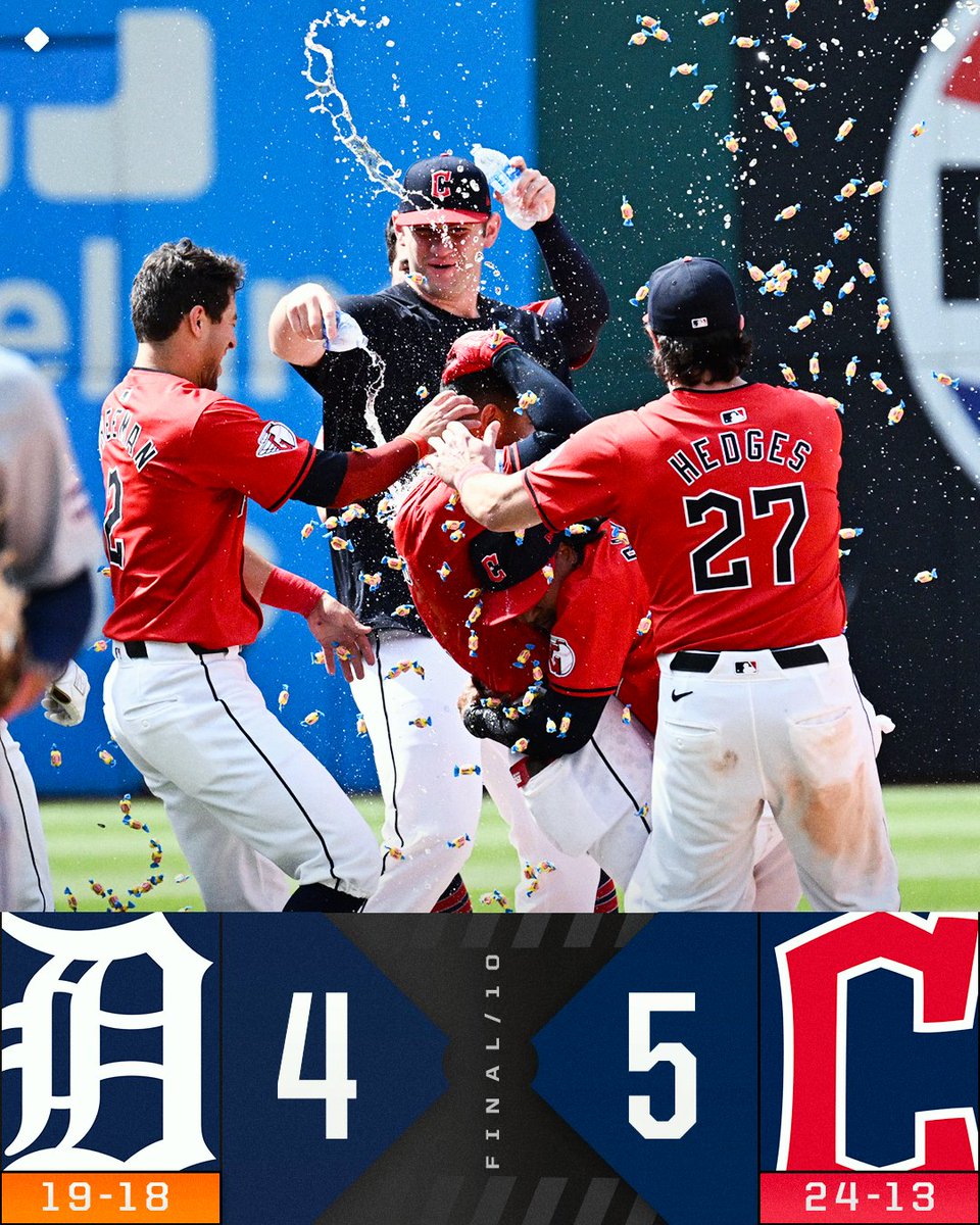 The @CleGuardians pick up their 24th win of the year (tied for most in AL) in #walkoff fashion!