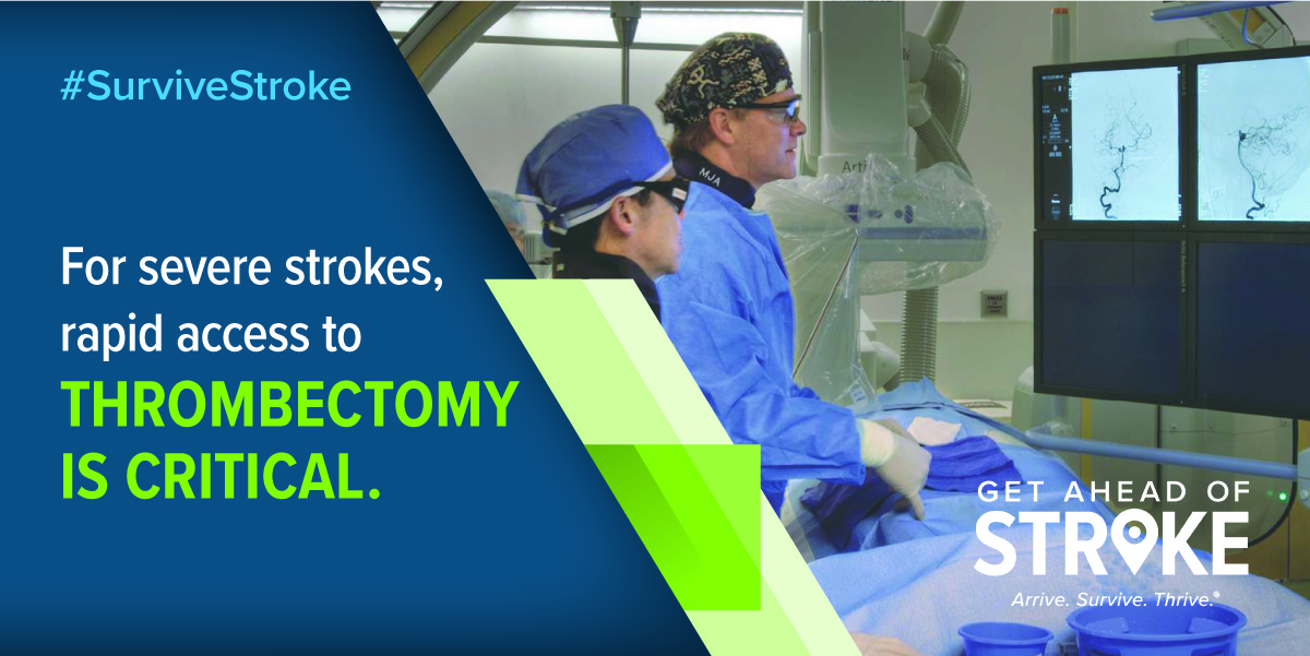 It’s Day 3 of #SurviveStroke Week! Did you know thrombectomy can be a lifesaving procedure for severe stroke patients? It can increase life expectancy by 5 years compared to those who do not receive this treatment. ow.ly/CypG50Ry0jx #SurviveStroke