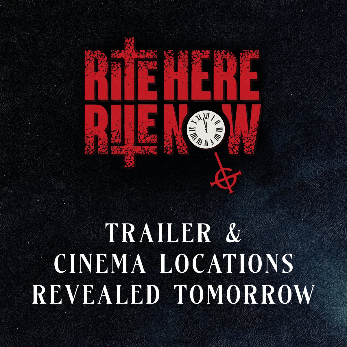 [MESSAGE FROM THE CLERGY] We wish to inform you that the official film trailer for RITE HERE RITE NOW will be launched tomorrow at 6am PDT / 9am EDT / 2pm BST. Join the worldwide premiere on YouTube. Full cinema locations and pre-sale links will also be revealed at
