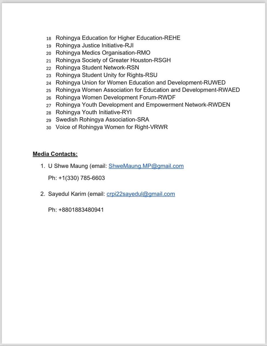 We, the undersigned, express our deep concern and condemnation of the narrative presented in today’s publication by AK-Media, titled “Arakan Army arrested SAC military terrorist together with internationally named Rohingya, Burmese called Bengali.” #Rohingya #genocidesurvivors