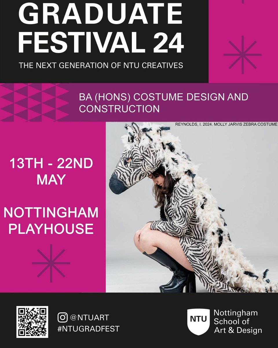 BA (Hons) Costume Design and Construction and BA (Hons) Design for Theatre and Live Performance are excited to invite you all to our Graduate Festival, an exhibition of our students' work open to the public from the 13th of May at Nottingham Playhouse!