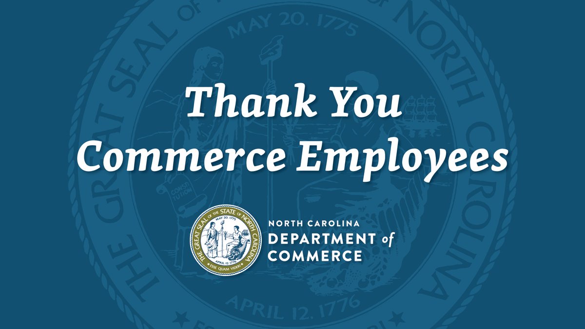 We're proud to celebrate our #NCCommerce employees + all of the amazing @NCdotGov employees on #StateEmployeeAppreciationDay! #NCFunFact: approx. 76,000 North Carolinians work for the state of NC. youtu.be/sv5n_9XjuE8 #Work4NC #WorkforceWednesday