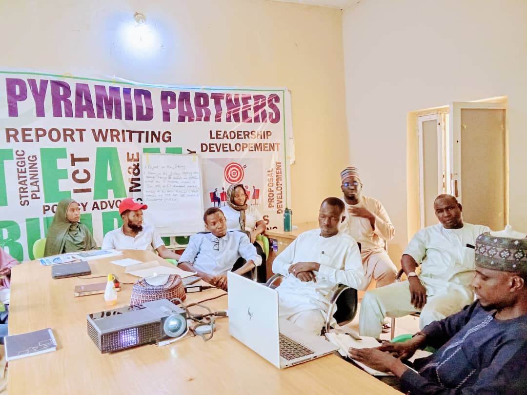 The Pyramid Partners resource persons were yesterday at the conference hall of NEYIF headquarters to facilitate a 1 day capacity building on report writing to some selected staff of the organization.