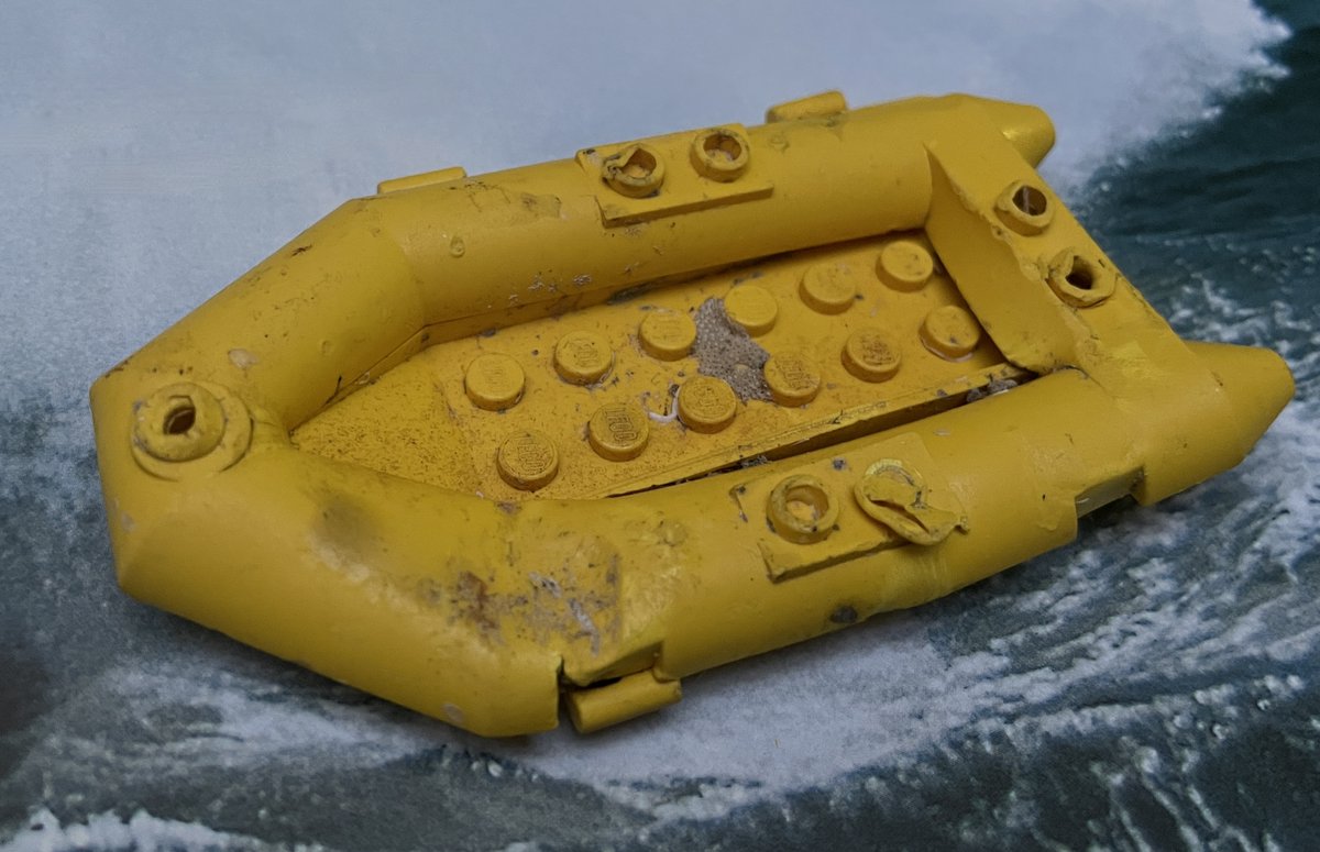 Catch of the day. This little Lego life raft has been lying on the seabed for the last 27 years. It was hauled up last week in a fisherman's net, 20 miles off the Cornish coast. It's one of 28,700 lost overboard from the Tokio Express in 1997.