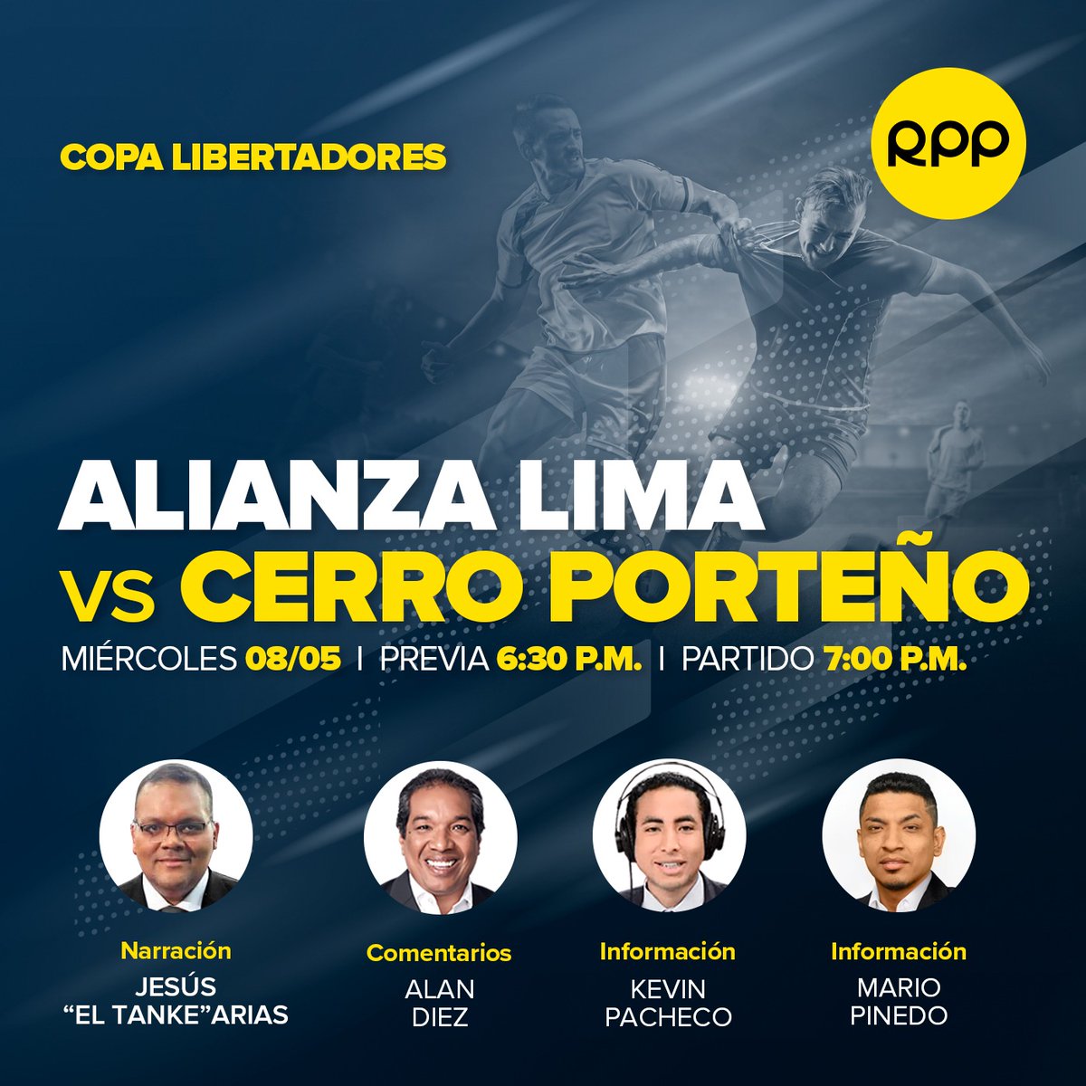 🏆 ¡Vive la Copa Libertadores por RPP! ⚽🔥 Hoy, no te pierdas el partidazo entre Alianza Lima vs Cerro Porteño ¿Quién ganará? 🤔 | @RPPDeportes ⏰ Hoy 6:30 p. m. 🎙️ @ADiezGol , @eltankearias, @kevin23pacheco y @mariopinpan14 📻 ► 89.7 FM / 730 AM