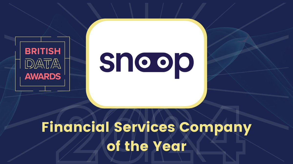 BritDataAwards's tweet photo. Scooping up 'Financial Services Company of the Year' 2024 is @SnoopApp. Congratulations! #BDA2024 https://t.co/yT34KdgzeU