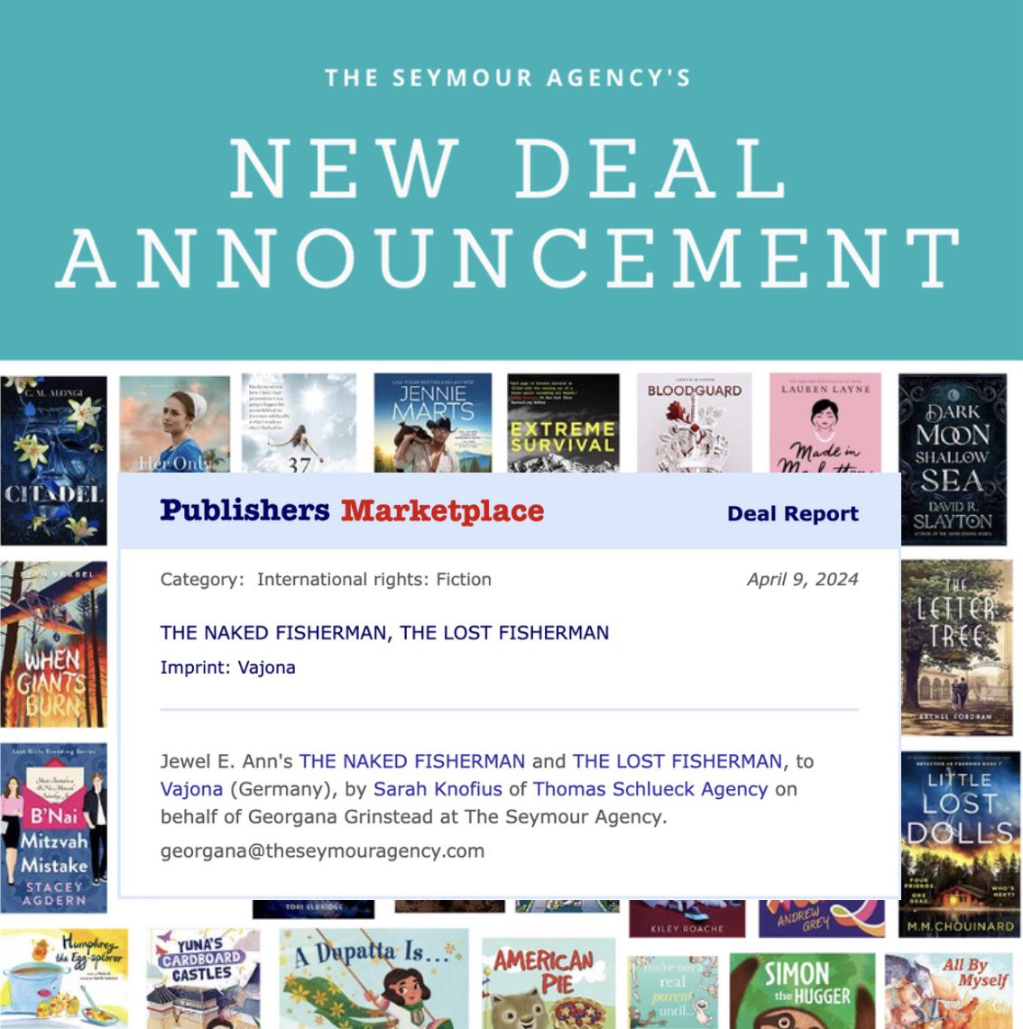 🌟New Deal Announcement🌟 We are so excited to see this new international rights deal for author Jewel E. Ann and agent Georgana Grinstead for THE NAKED FISHERMAN and THE LOST FISHERMAN!