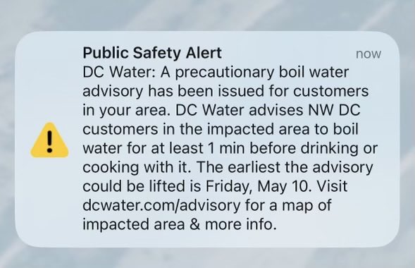 I’m DC this week, we all just had this alert that apparently the water now has to be boiled before you can drink it? Of course we already knew that. You never drink swamp water without boiling it first.