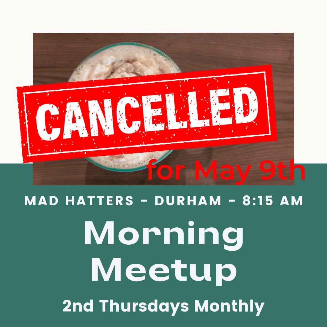 CircularEconNC's tweet photo. The morning meetup for tomorrow May 9th is canceled - we'll see you next time! https://t.co/A7QDsBHo8A