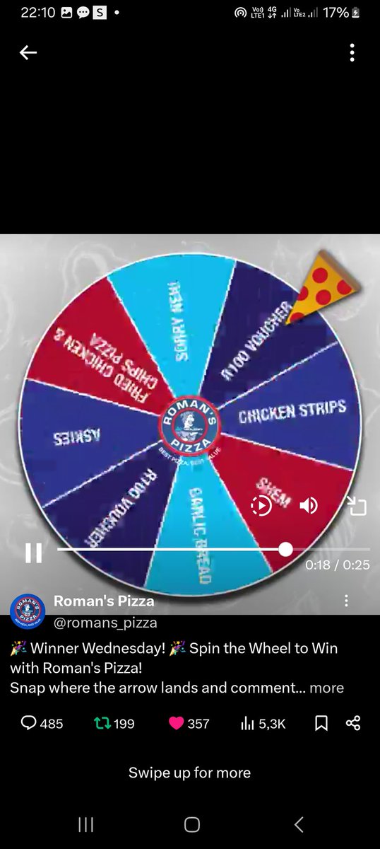 @romans_pizza #WinnerWednesday #RomansPizza #SpinTheWheel 🍕