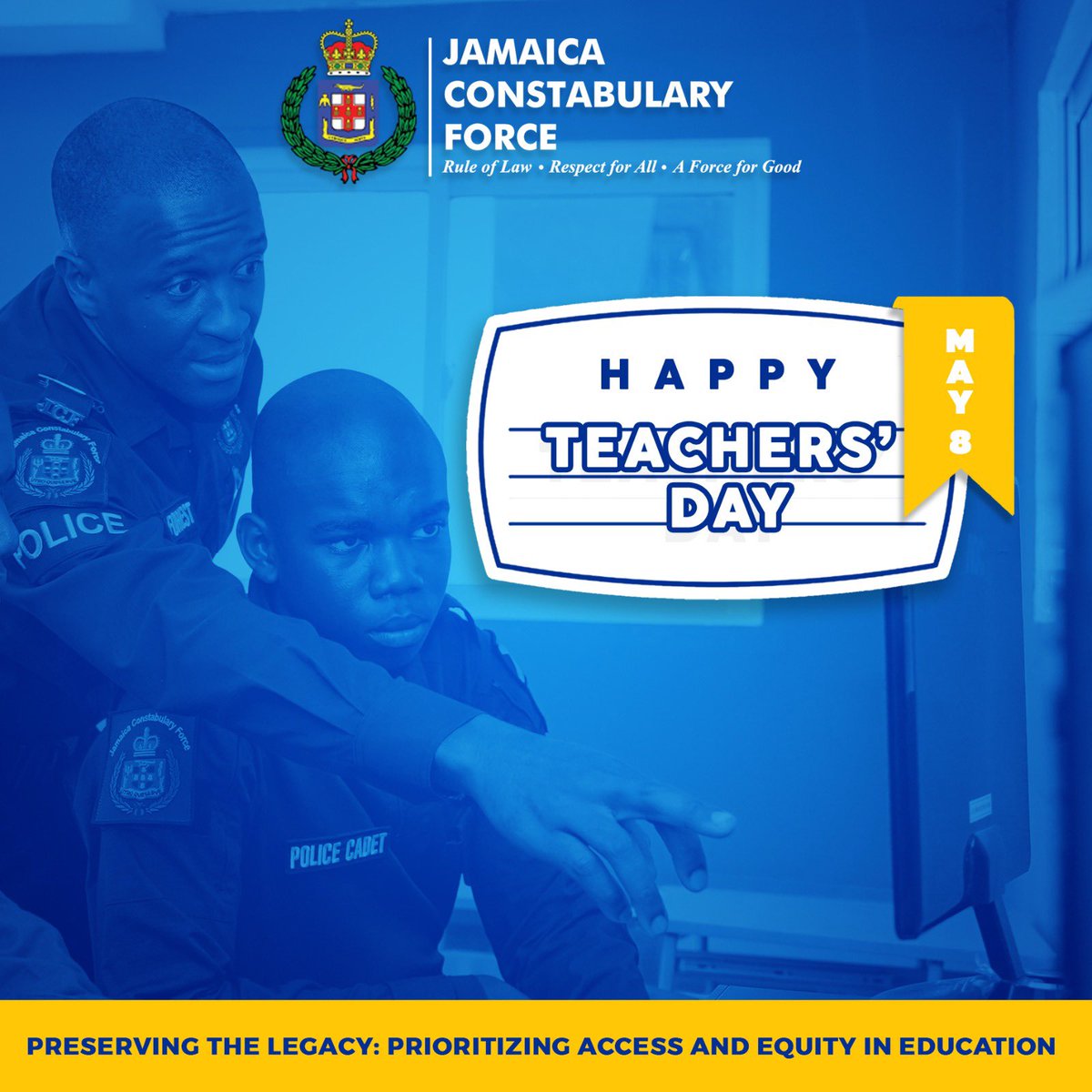 📚 The Jamaica Constabulary Force proudly stands with teachers on this special Teachers’ Day. This is because, “Education is the most powerful weapon which you can use to change the world,”—Nelson Mandela. The JCF salutes you! #TeachersDay #JCFsupportsTeachers